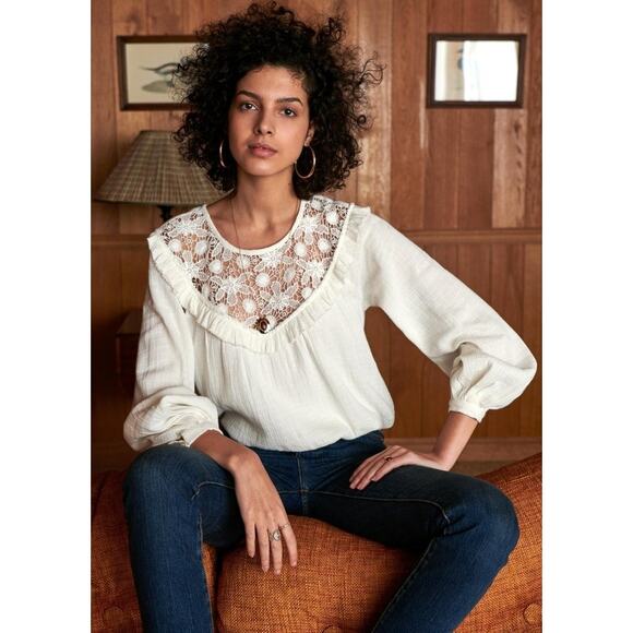 Sezane Tops - Elegant White Lace Women's Top